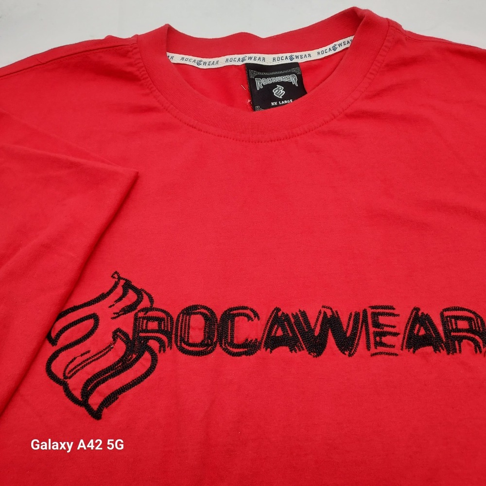 Rocawear Mens Red Short Sleeve Embroidered Logo T-Shirt Size 2XL XXL Cotton